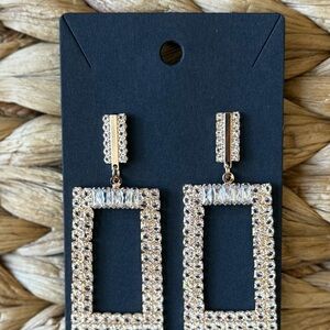 Elegant Gold and Silver Rectangular Earrings